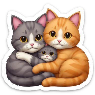 6 cats snuggling sticker