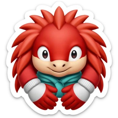 knuckles a red animal with peach arms and white mittens that have no fingers , he’s a echidna with red eyes sticker