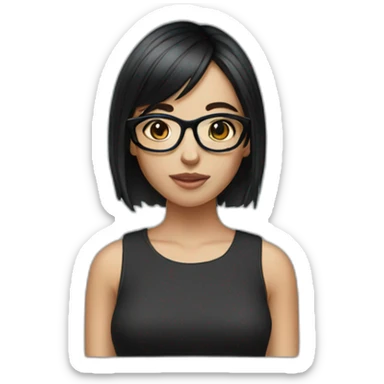 Girl glasses whit short black hair and black eyes sticker