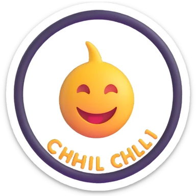 colorful 3D circular emoji with the word 'chill' in the center in a modern font sticker
