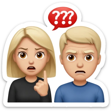 A woman and man getting divorced and arguing sticker