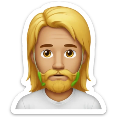 yellow long hair bearded man with white shirt sticker