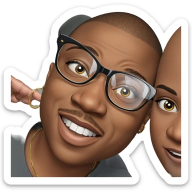 bald boy with hoop earrings sticker