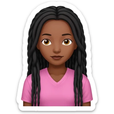 Woman dark brown skin with long black locs pink shirt sticker