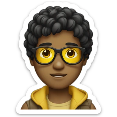 boy with yellow tinted glasses and combed black hair  sticker