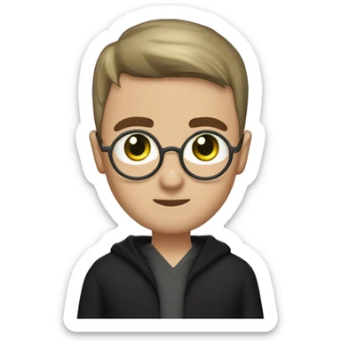 Me as harry potter, I have beard, green eyes, faded buzz cut, round nose, round head sticker
