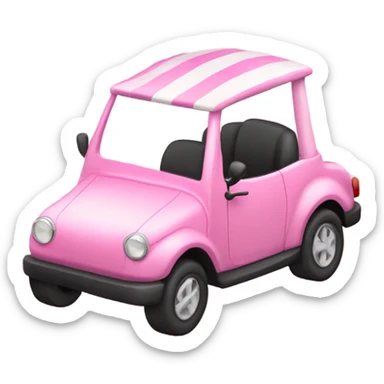 Pink golf car with striped scalloped top sticker