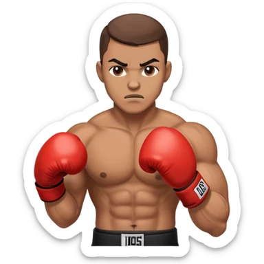 Boxer with gloves in fighting stance sticker