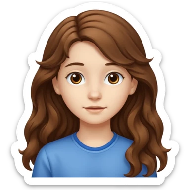 ahora hazme una nina blanca de 14 anos y que tenga el pelo cafe largo y ondulado sticker