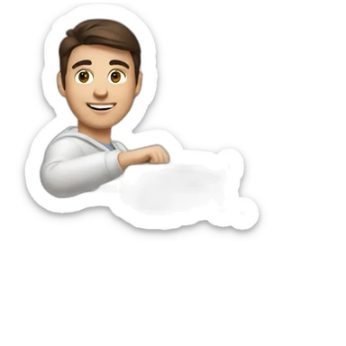 Brunette male driving a Hyundai white car  sticker