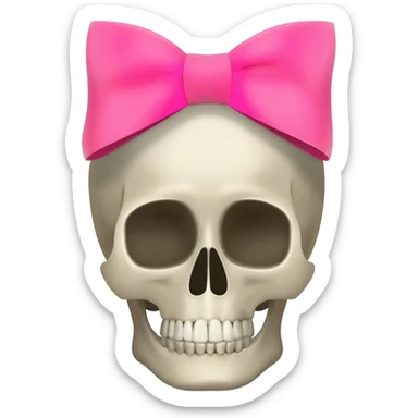 A skull with a pink bow on her head sticker