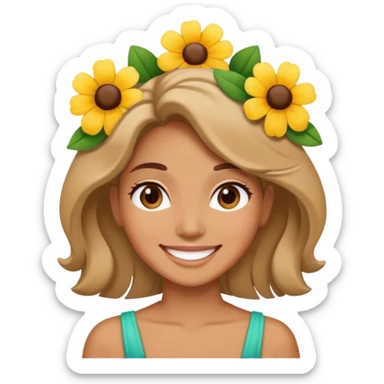 Tan female with flower in hair  sticker