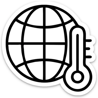 globe with a thermometer sticker