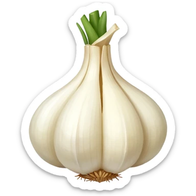 single garlic clove with cubed garlic sticker