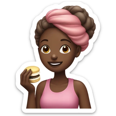 black girl eating macaron sticker
