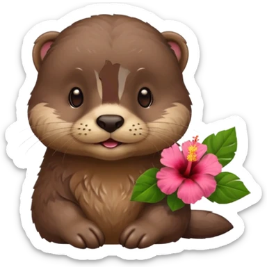 otter with a hibiscus behind its ear sticker