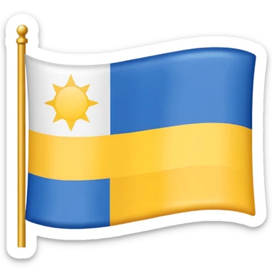 A flag with 3 colors bleu on top white in midlle and yellow down sticker