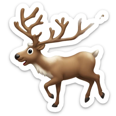 flying reindeer side profile christmas sticker