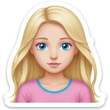 Long blonde hair, blue eyed girl in pink top sticker