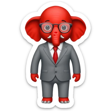 red elephant in a suit and glasses sticker