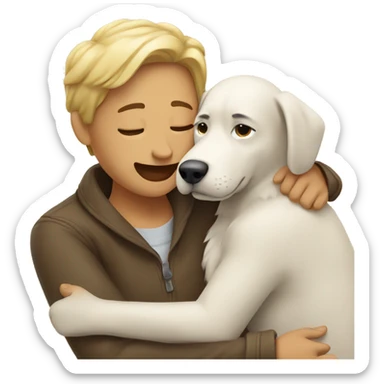 Human hugging a dog sticker