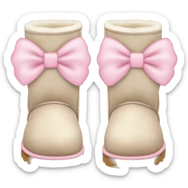 pair of uggs with light pink bow sticker