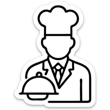 Chef wearing suit and tie with chef hat selling food sticker