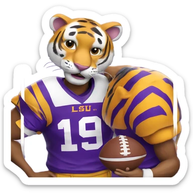 LSU Mike the Tiger in football jersey with margarita  sticker