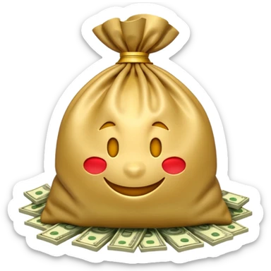 Luxury 3D emoji, overflowing money bag, stacks of cash, premium lighting, rich glossy look, ultra clean, transparent background


 sticker