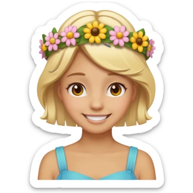 tan girl with light blonde hair smiling emoji style sticker