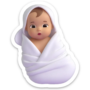 tanned baby swaddled in a white blanket sticker