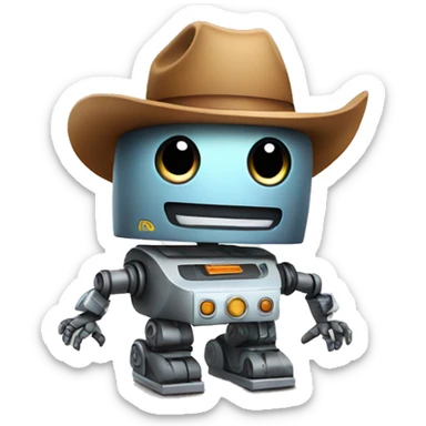 cute robot with a cowboy hat sticker