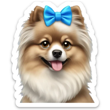 Merle Pomeranian with blue bow tie sticker