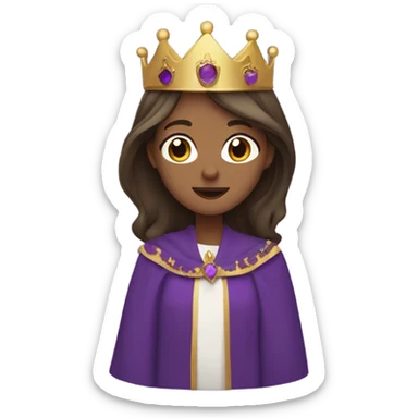 Caucasian long  brunette woman wearing formal royal purple robes and a crown who is pouring her heart out to the man she adores  sticker