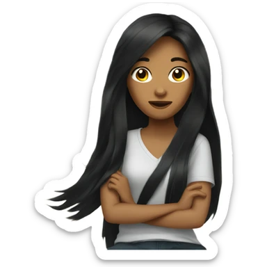 girl with long black hair in car interior sticker