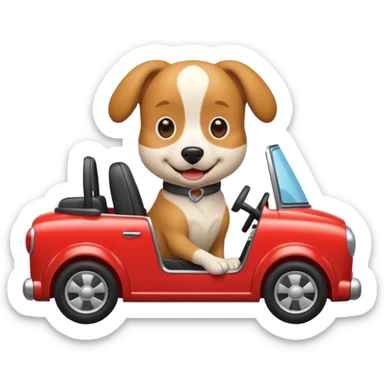 Dog driving a car  sticker