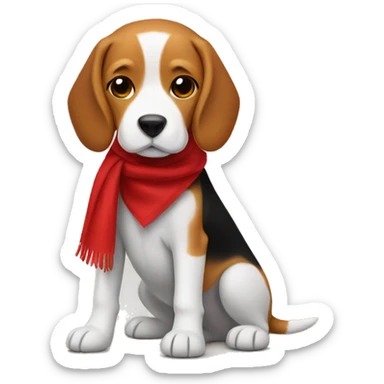 Beagle wearing a red triangle scarf sticker
