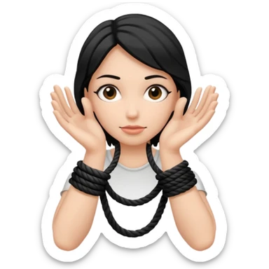 Woman’s hands tied with black rope  sticker