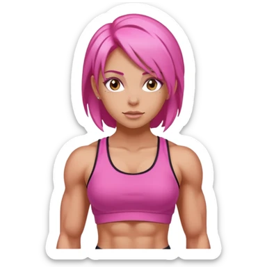 gym girl with pink hair sticker