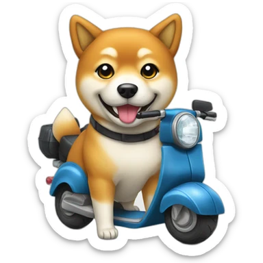 Shiba assis sur un scooter sticker