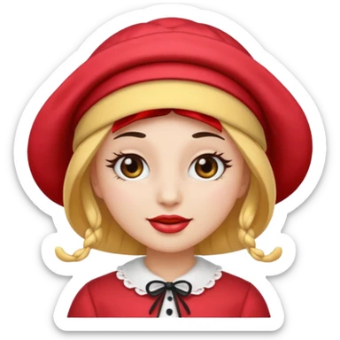 A emoji with a bonnet and lashes and nails sticker
