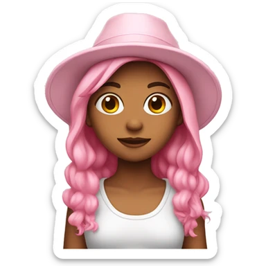 Girl with Pastell pink fisher hat sticker