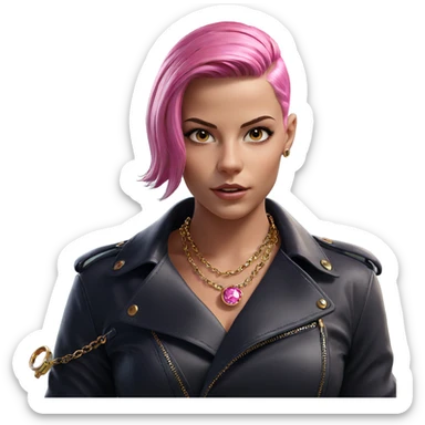 girl with pink hair and jewelry sticker