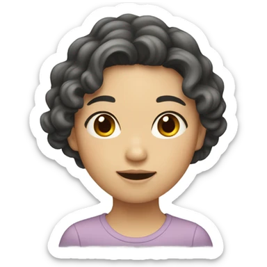 Asian girl with wavy hair sticker