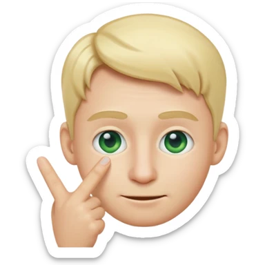 a emoji with two fingers in his nose, make him have a natural white skincolour and blonde hair, blue/green eyes sticker