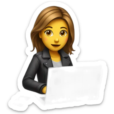 girl programmer with laptop on the table sticker