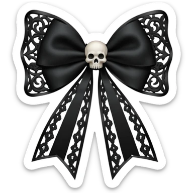 gothic style bow, black lace, dark elegant, subtle skull or cross motif, moody atmosphere sticker