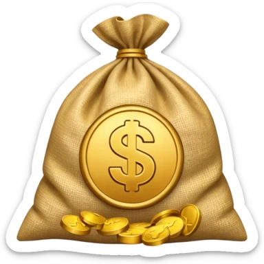 video play symbol beside a sack of money sticker