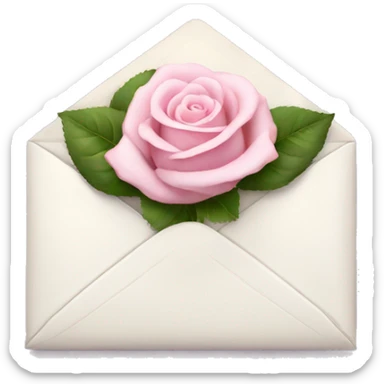 White envelope with light pink rose sticker