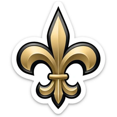 New Orleans Saints football logo with fleur-de-lis in black and gold colors sticker